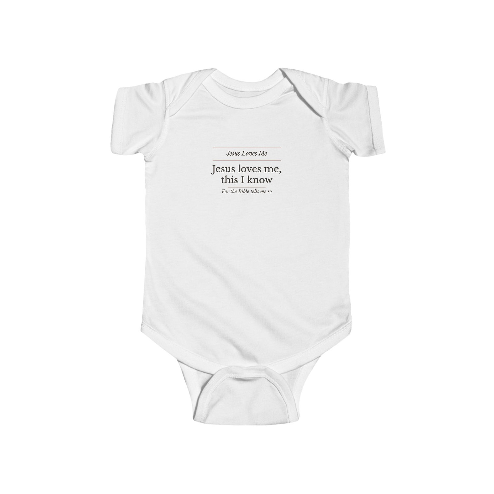 Baby wearing Jesus Loves Me bodysuit
